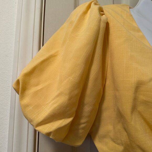 Line And Dot Sunny Ruched Cutout Mini Dress In Yellow - Women's Size Large - Picture 14 of 15